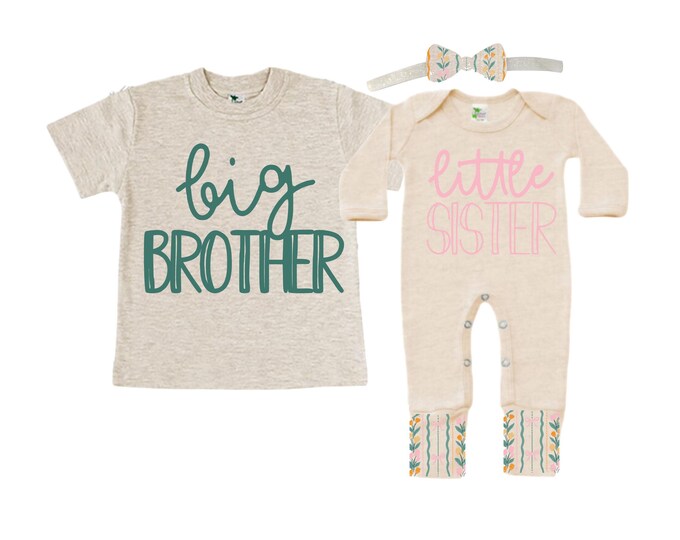 Big Brother/Little Sister Matching Sibling Set. Baby Shower Gift. Take Home Outfit. Matching Sibling Set
