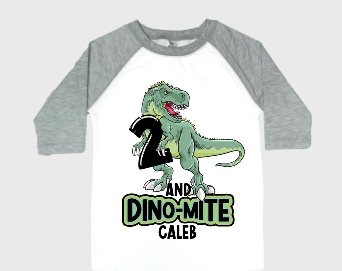 Personalized Two Rex Dinosaur theme Birthday Shirt. Two Birthday. Boy's Dino Birthday Shirt. Dinosaur Birthday Shirt.