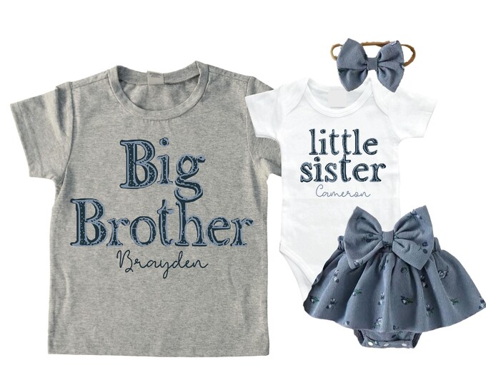 Big Brother/Little Sister Matching Sibling Set. Baby Shower Gift. Take Home Outfit. Matching Sibling Set