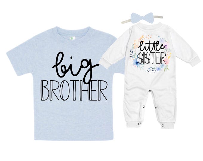 Big Brother/Little Sister Matching Sibling Set. Baby Shower Gift. Take Home Outfit. Matching Sibling Set