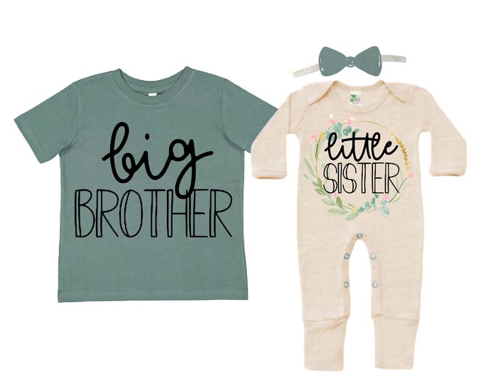 Big Brother/Little Sister Matching Sibling Set. Baby Shower Gift. Take Home Outfit. Matching Sibling Set