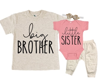 Big Brother/Little Sister Matching Sibling Set. Baby Shower Gift. Take Home Outfit. Matching Sibling Set