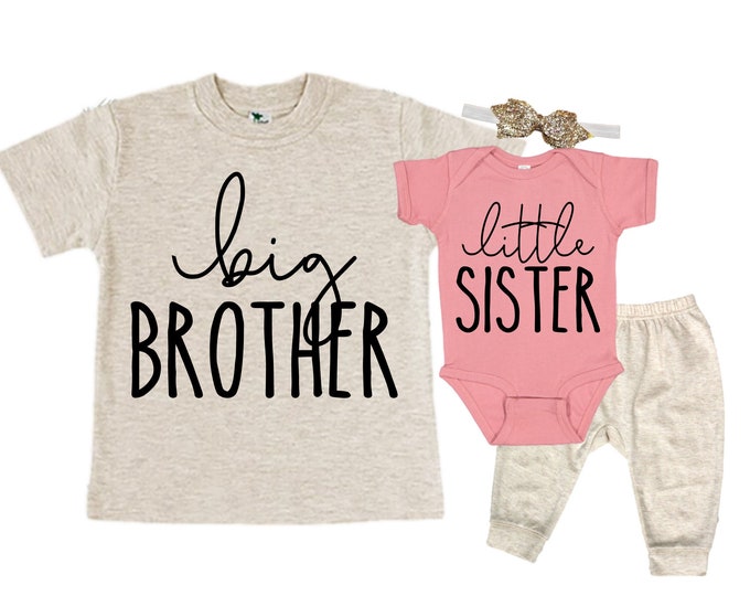 Big Brother/Little Sister Matching Sibling Set. Baby Shower Gift. Take Home Outfit. Matching Sibling Set