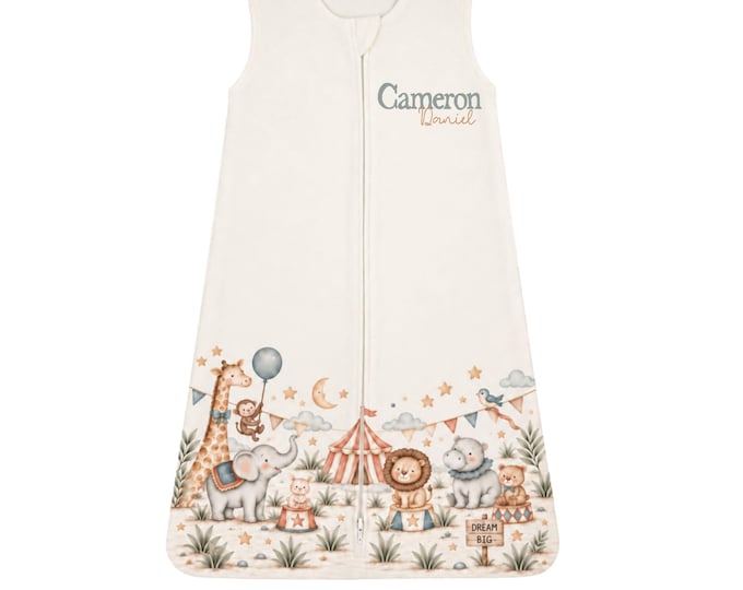 Personalized Baby Sleep Sack. Newborn Coming Home Outfit. Baby Sleep Sack. Safari Themed