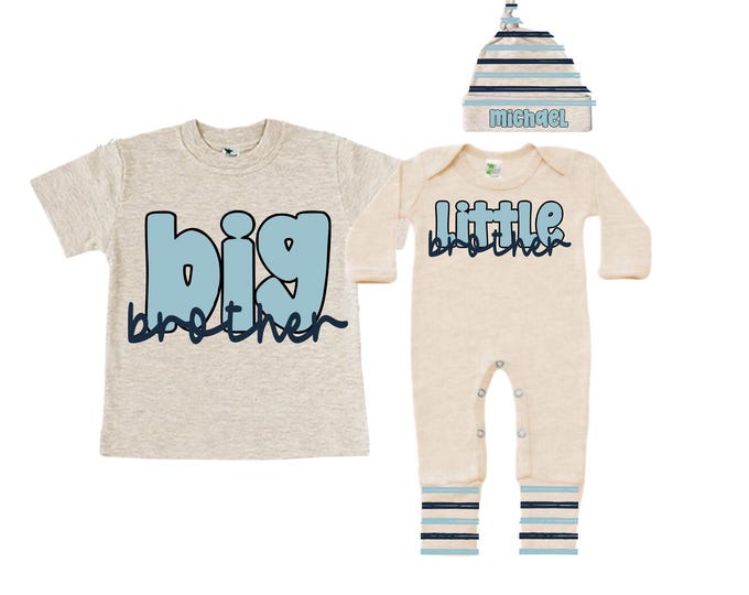 Big Brother/Little Brother Matching Sibling Set. Baby Shower Gift. Take Home Outfit. Matching Sibling Set