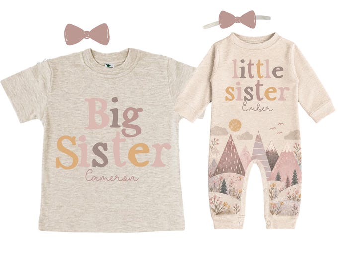 SET Big Sister Little Sister Matching Sister Set. Pregnancy Announcement. Baby Shower Gift.