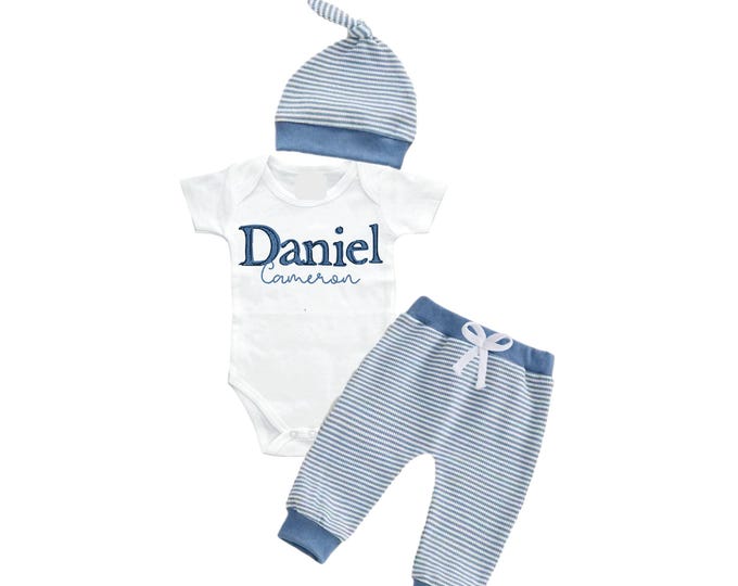 Personalized Name Baby Outfit. Baby Shower Gift. New Born Bring Home Outfit.