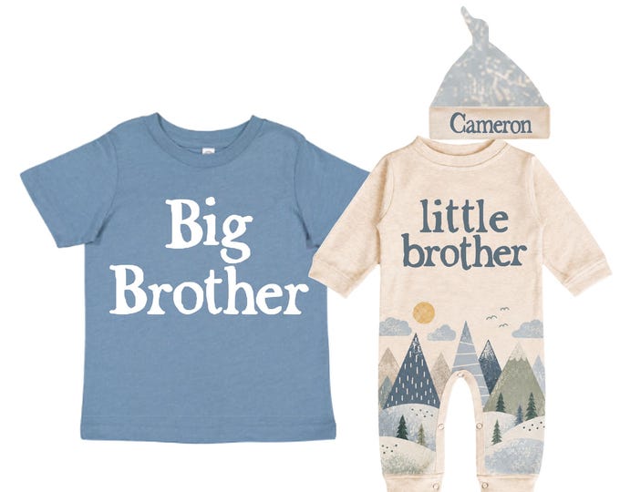 Big Brother/Little Brother Matching Sibling Set. Baby Shower Gift. Take Home Outfit. Matching Sibling Set