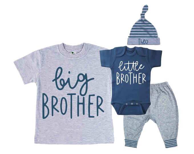 Big Brother/Little Brother Matching Sibling Set. Baby Shower Gift. Take Home Outfit. Matching Sibling Set