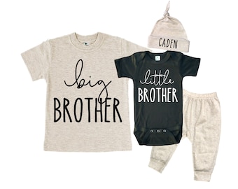 Big Brother/Little Brother Matching Sibling Set. Baby Shower Gift. Take Home Outfit. Matching Sibling Set