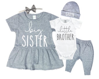 Big Sister SHIRT /Little Brother Matching Sibling Set. Baby Shower Gift. Take Home Outfit. Matching Sibling Set