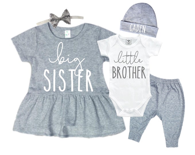 Big Sister SHIRT /Little Brother Matching Sibling Set. Baby Shower Gift. Take Home Outfit. Matching Sibling Set