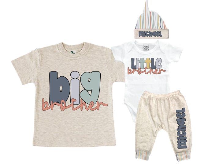 Big Brother/Little Brother Matching Sibling Set. Baby Shower Gift. Take Home Outfit. Matching Sibling Set