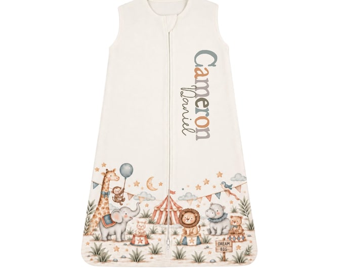 Personalized Baby Sleep Sack. Newborn Coming Home Outfit. Baby Sleep Sack. Safari Themed