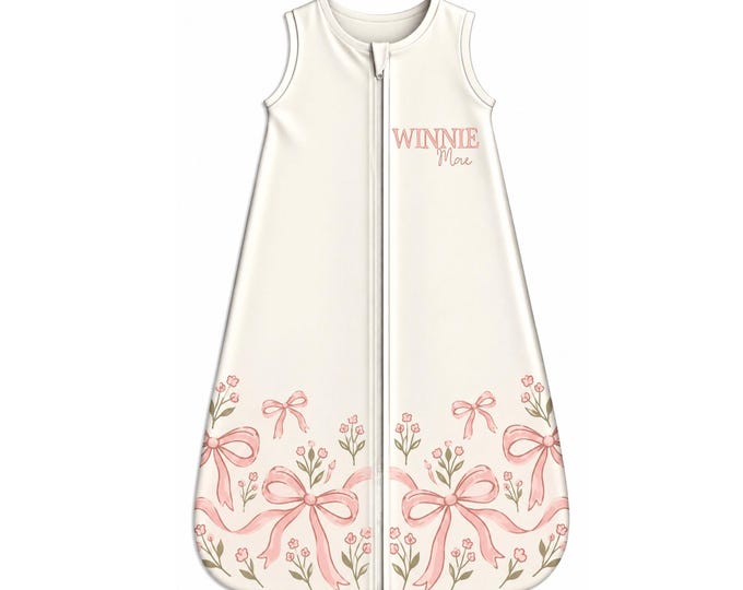 Personalized Baby Sleep Sack. Newborn Coming Home Outfit. Baby Sleep Sack. Bow Floral Design