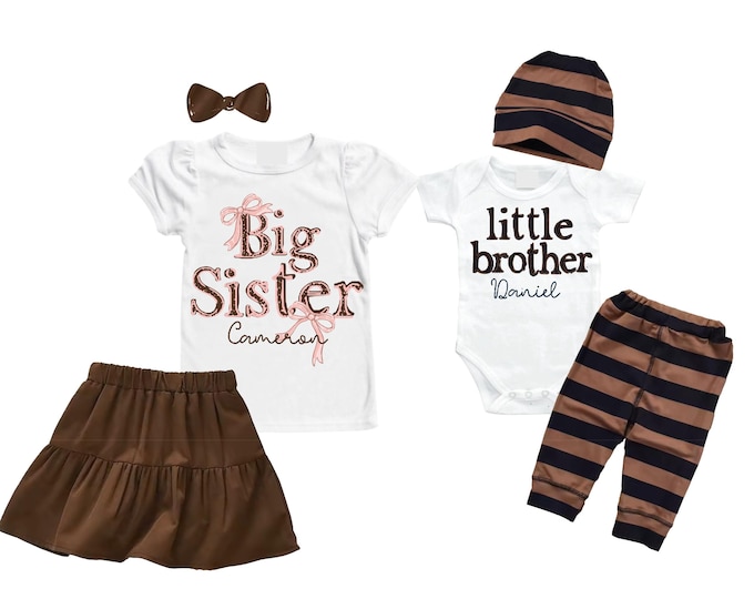 Big Sister/Little Brother Matching Sibling Set. Baby Shower Gift. Take Home Outfit. Matching Sibling Set
