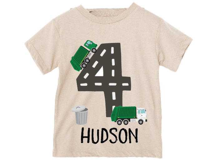 Personalized Dump Everything! I'm 4 Trash Truck / Garbage Truck FOUR  Trash Truck theme Birthday Shirt. Fourth Birthday. Boy's Birthday .