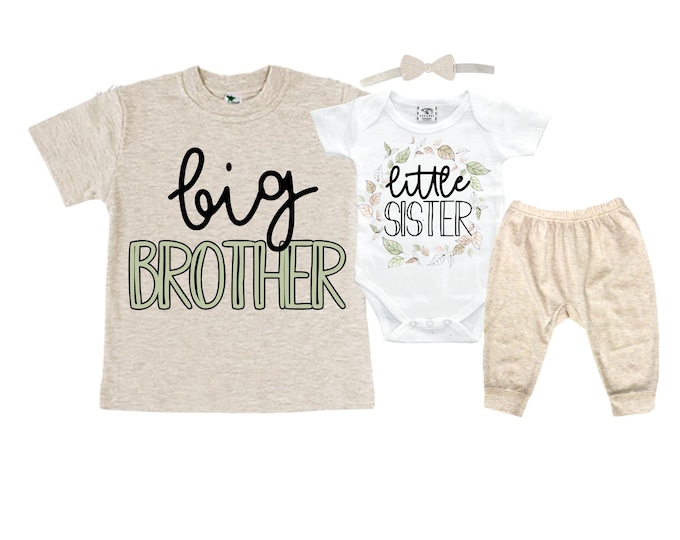 Big Brother/Little Sister Matching Sibling Set. Baby Shower Gift. Take Home Outfit. Matching Sibling Set