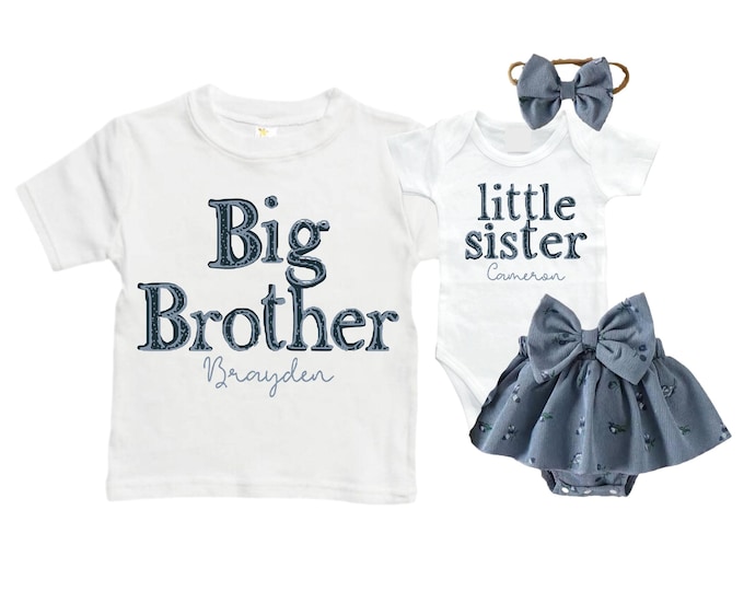 Big Brother/Little Sister Matching Sibling Set. Baby Shower Gift. Take Home Outfit. Matching Sibling Set