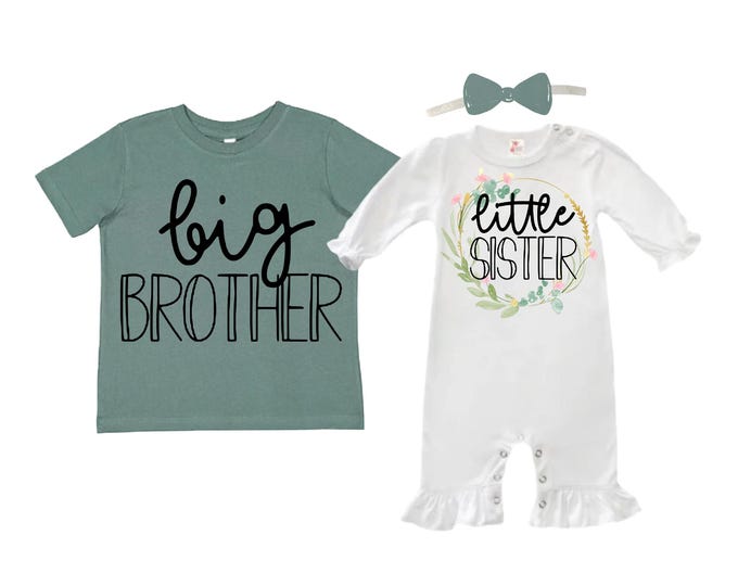 Big Brother/Little Sister Matching Sibling Set. Baby Shower Gift. Take Home Outfit. Matching Sibling Set