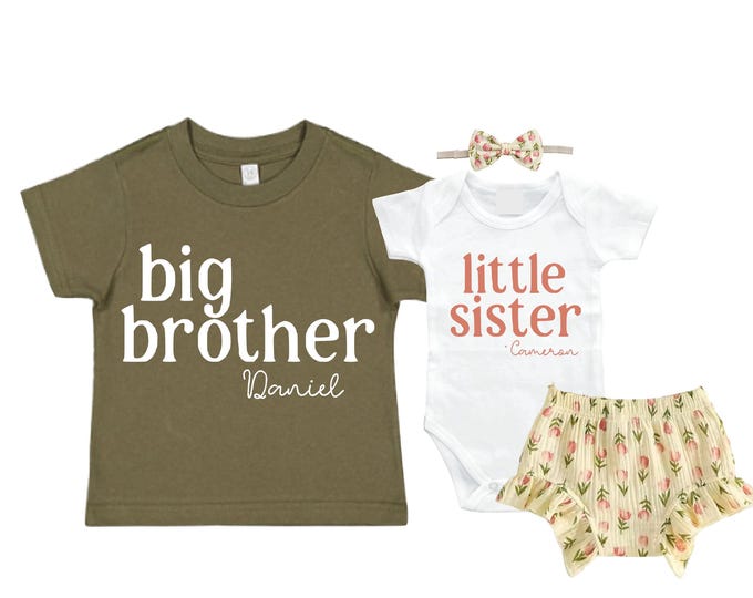 Big Brother/Little Sister Matching Sibling Set. Baby Shower Gift. Take Home Outfit. Matching Sibling Set