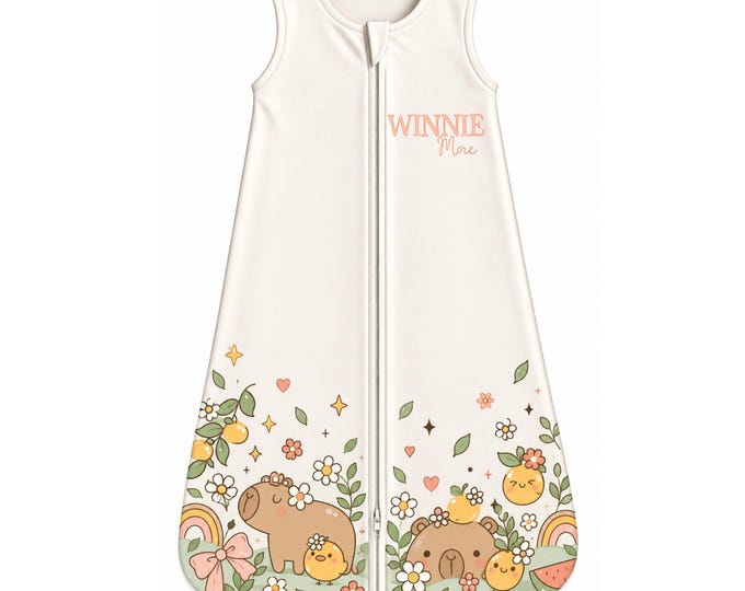 Personalized Baby Sleep Sack. Newborn Coming Home Outfit. Baby Sleep Sack. Kawaii Capybara Themed
