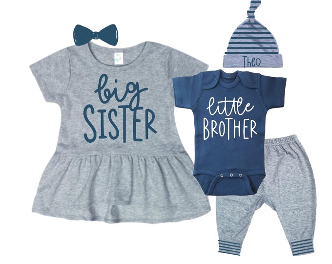 Big Sister SHIRT /Little Brother Matching Sibling Set. Baby Shower Gift. Take Home Outfit. Matching Sibling Set