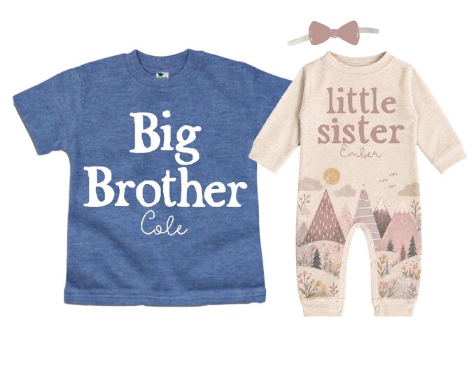 Big Brother/Little Sister Matching Sibling Set. Baby Shower Gift. Take Home Outfit. Matching Sibling Set