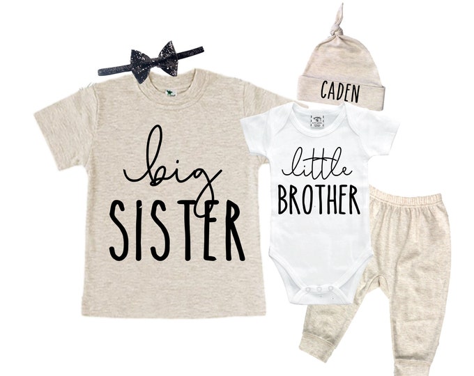 Big Sister/Little Brother Matching Sibling Set. Baby Shower Gift. Take Home Outfit. Matching Sibling Set