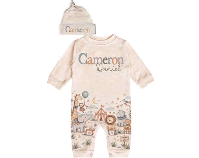 Personalized Name Baby Outfit. Baby Shower Gift. New Born Bring Home Outfit.