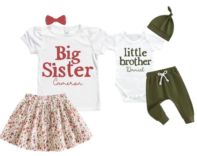 Big Sister/Little Brother Matching Sibling Set. Baby Shower Gift. Take Home Outfit. Matching Sibling Set