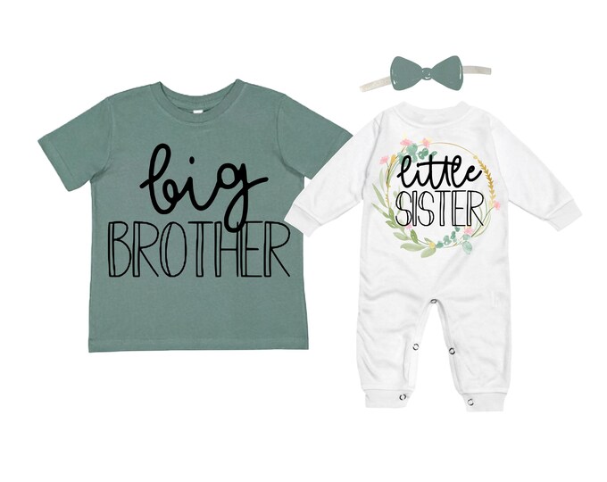 Big Brother/Little Sister Matching Sibling Set. Baby Shower Gift. Take Home Outfit. Matching Sibling Set