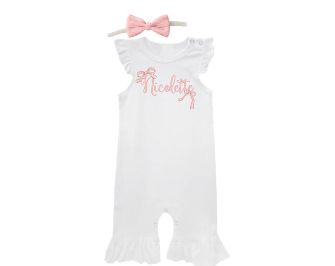 SET - Personalized Name Baby Outfit. Baby Shower Gift. New Born Bring Home Outfit.