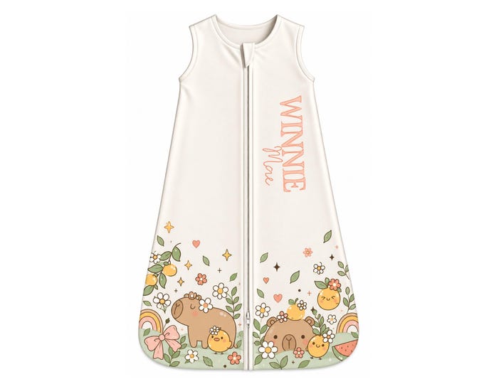 Personalized Baby Sleep Sack. Newborn Coming Home Outfit. Baby Sleep Sack. Kawaii Capybara Themed