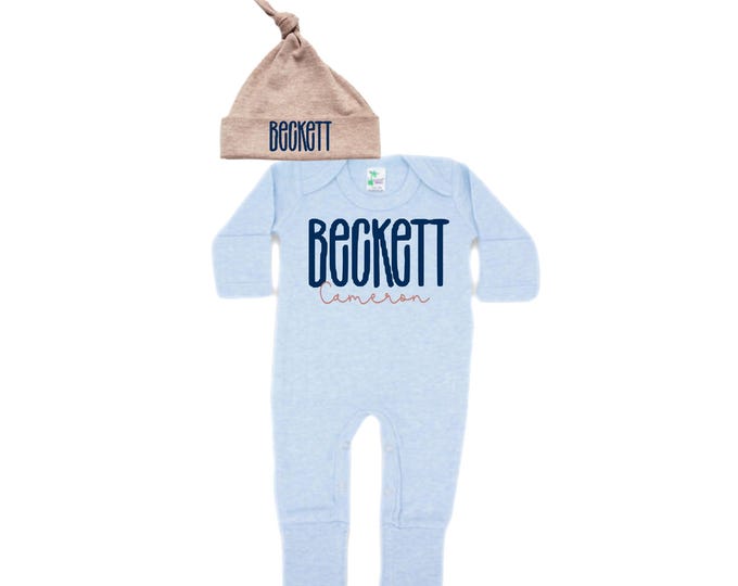 Set - Personalized Name Baby Outfit. Baby Shower Gift. New Born Bring Home Outfit.