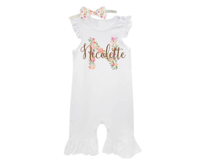 SET - Personalized Name Baby Outfit. Baby Shower Gift. New Born Bring Home Outfit.