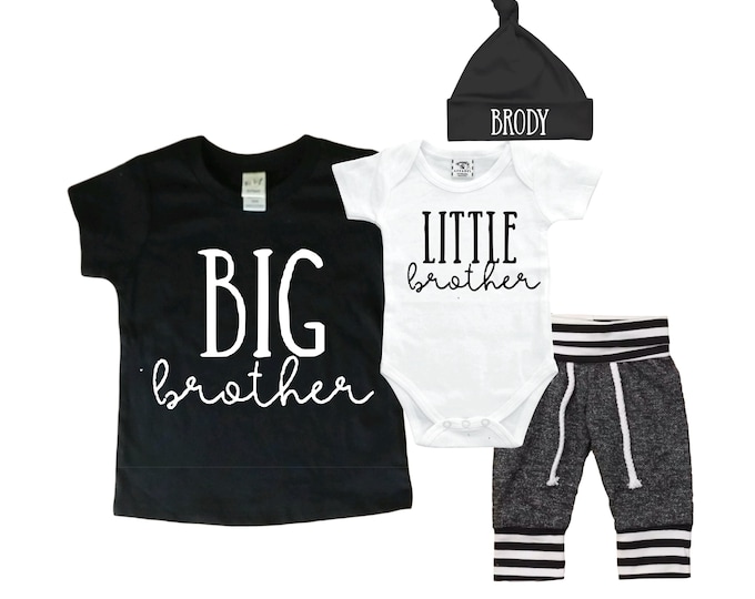 Big Brother/Little Brother Matching Sibling Set. Baby Shower Gift. Take Home Outfit. Matching Sibling Set