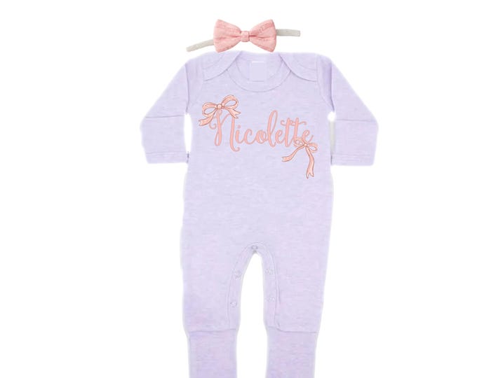 SET - Personalized Name Baby Outfit. Baby Shower Gift. New Born Bring Home Outfit.