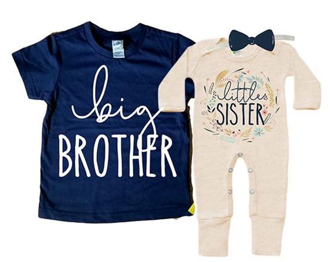 Big Brother/Little Sister Matching Sibling Set. Baby Shower Gift. Take Home Outfit. Matching Sibling Set