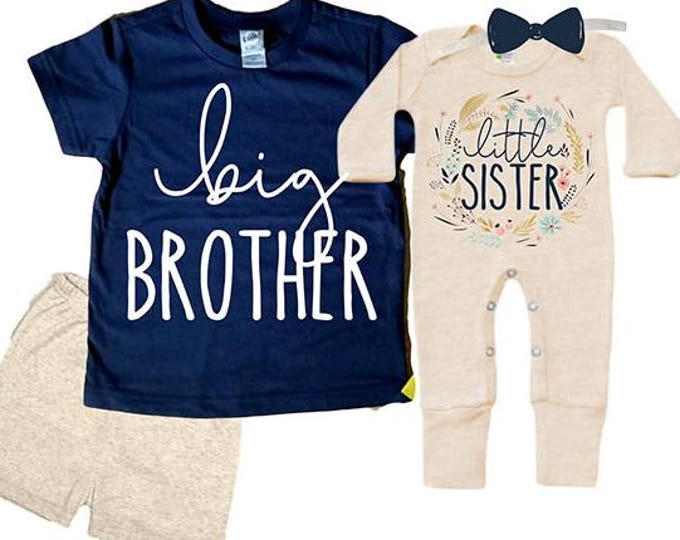 Big Brother/Little Sister Matching Sibling Set. Baby Shower Gift. Take Home Outfit. Matching Sibling Set