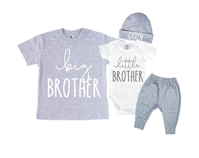 Big Brother/Little Brother Matching Sibling Set. Baby Shower Gift. Take Home Outfit. Matching Sibling Set