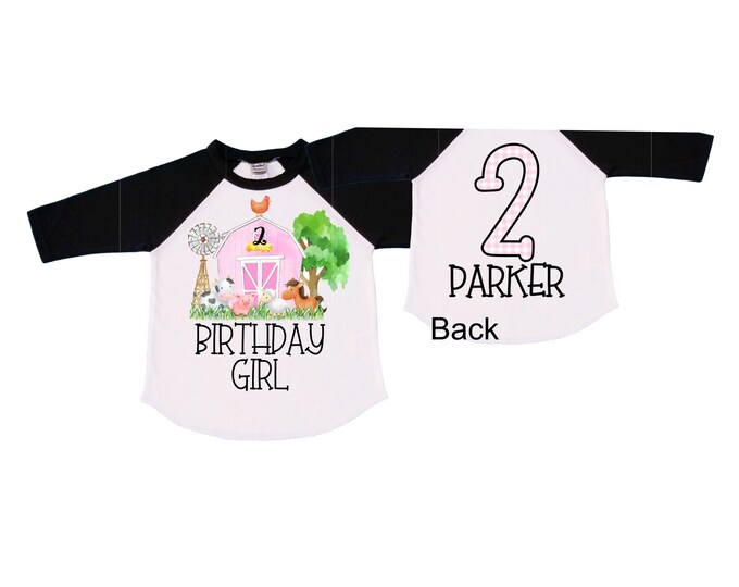 Personalized Barn Farm Animal theme Birthday Shirt. Two Birthday. Girls farm  Birthday Shirt.  Farm Birthday Shirt. 2nd Birthday. TWO Second