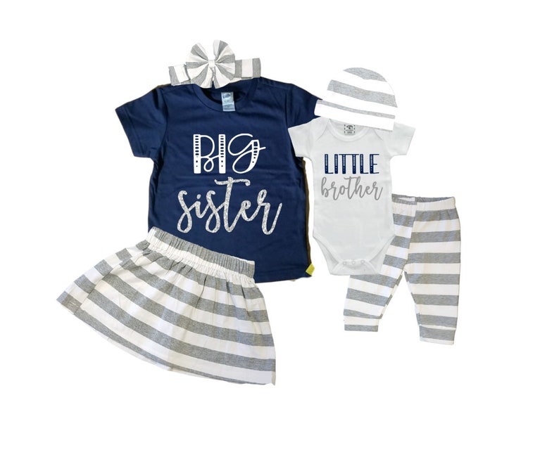 Baby Shower Gift Take Home Outfit Big SisterLittle Brother Matching Sibling Set Matching Sibling Set