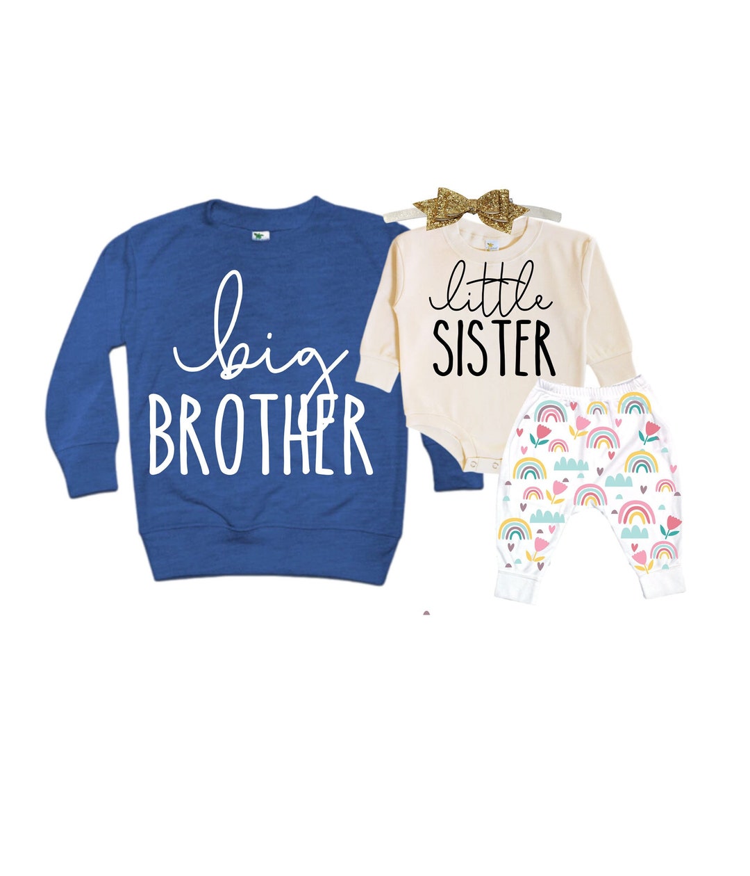 Big Brother/little Sister Matching Sibling Set. Baby Shower Gift. Take Home Outfit. Matching