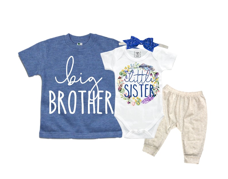 Big Brother/little Sister Matching Sibling Set. Baby Shower Etsy