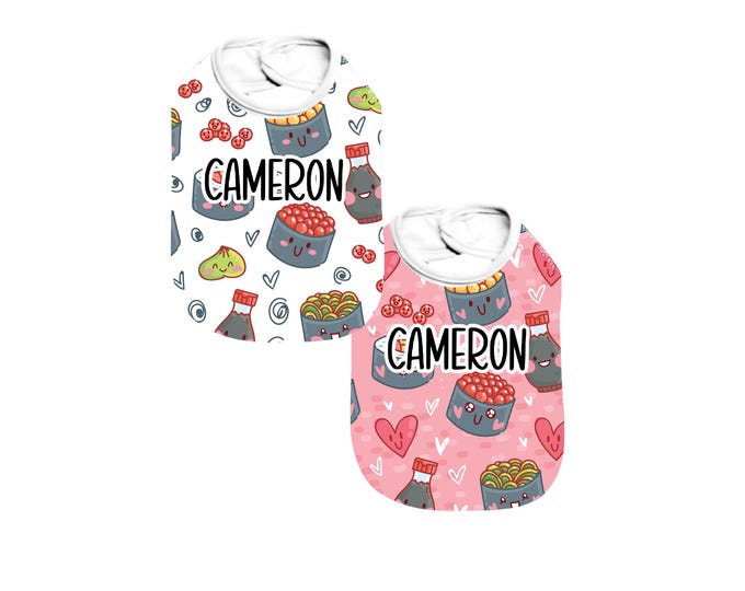 Personalized Sushi Baby Bib Set. Baby Shower Gift. Newborn Gift Idea