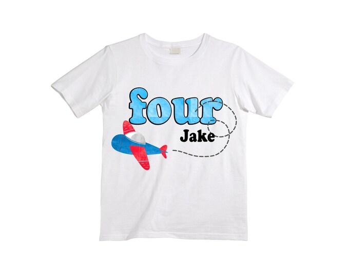 Personalized Airplane FOUR  Raglan Airplane theme Birthday Shirt. FOUR Birthday. Boy's Racing Birthday . Airplane Party Birthday
