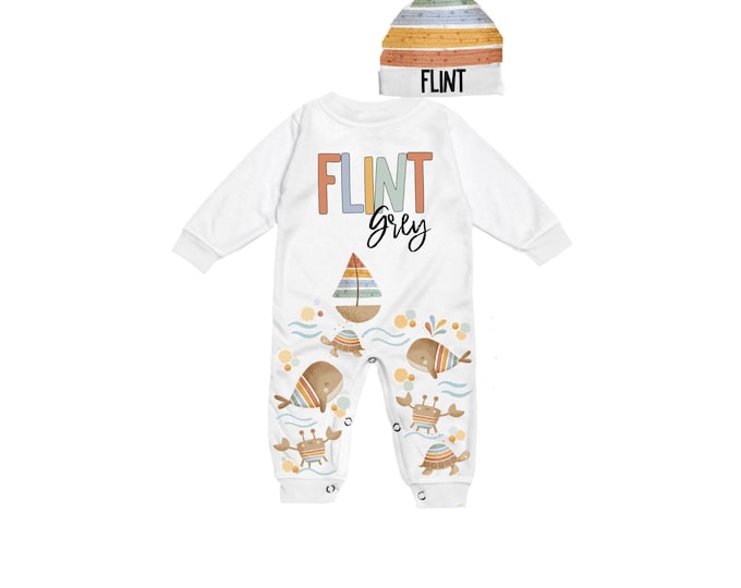 Personalized Name Baby Outfit. Baby Shower Gift. New Born Bring Home Outfit.
