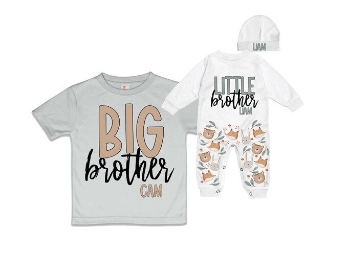 Big Brother/Little Brother Matching Sibling Set. Baby Shower Gift. Take Home Outfit. Matching Sibling Set
