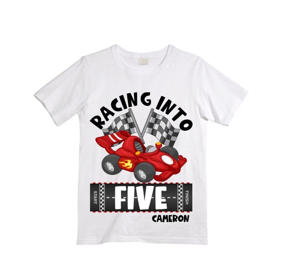 Personalized Racecar Theme Birthday Shirt. FIVE Birthday. - Etsy